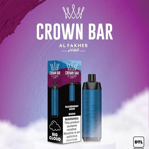 crown bar alfakher blueberry bubble gum 8000 puffs.webp