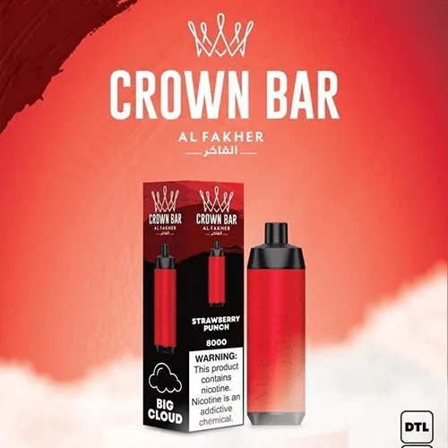 crown bar alfakher strawberry punch 8000 puffs.webp