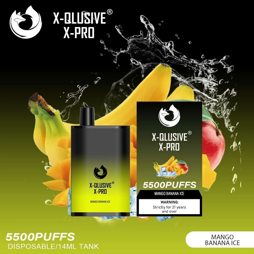 x qlusive x pro mango banana – 5500 puffs.webp